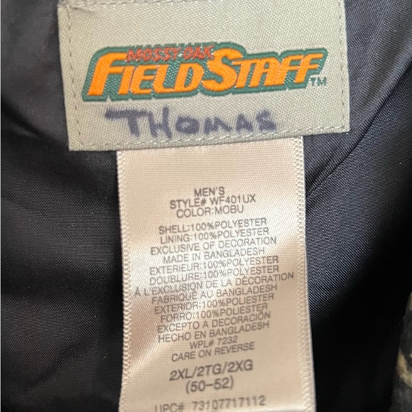 Mossy Oak Field Staff Camo Hunting Jacket Men’s 2XL Hooded - Picture 6 of 6